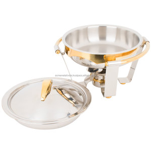 Calentador de alimentos Chafing Pot en acero inoxidable con acabado de plata y oro de lujo Perfecto para fiestas de hoteles y restaurantes - Product Image 4