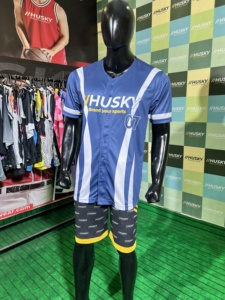 Husky Baseball Jersey Men's Short Sleeve Solid Moisture Wicking Sublimated Polyester V-Neck Button Front <b>Athletic</b> Fit Adult All - Product Image 6