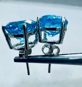 Pendientes de Plata de Ley con Topacio Azul Natural, Gema Azul Cielo Brillante, Joyería Fina, Regalo Elegante para Ella - Product Image 4