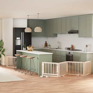 Juego de 8 vallas de madera de álamo natural para perros, 252 pulgadas de longitud total, para corrales y recintos para mascotas - Product Image 1