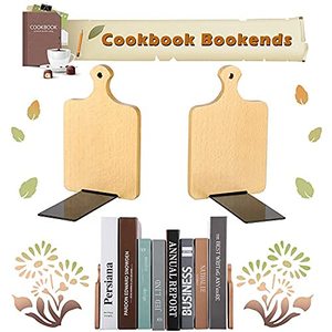 <b>Rustic</b> Wooden Bookends for Kitchen Office Cutting Board Style <b>Decorative</b> for Cookbooks Magazines Files <b>Home</b> - Product Image 2