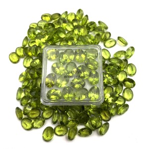 Piedras preciosas de peridoto natural de corte ovalado de 6x8 mm, piedras de peridoto verde facetadas y calibradas, gemas de peridoto sueltas auténticas para joyería fina. - Product Image 5