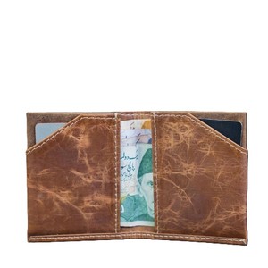 Brown Genuine Leather <b>Men</b> Trifold <b>Wallet</b> Minimalist Mini Cardholder Cash Slot Vintage Contrast Stitching Pocket <b>Small</b> Male Purse - Product Image 4