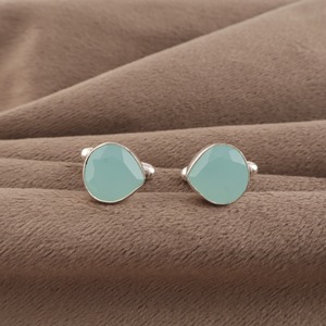 Boutons de manchette artisanaux en calcédoine aqua naturelle, sertis dans de l'argent sterling 925, bijoux faits à la main, cadeau unisexe - Product Image 3