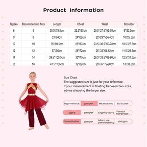 Tenue de danse liturgique pour filles de 6 à 16 ans, robe métallique avec pantalon large, ensembles pour la danse lyrique et la danse latine, spectacles sur scène - Product Image 6