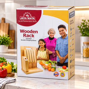 Juego de Cuchillos de Madera JAYA MATA con Tabla de Cortar, Juego de Cuchillos de Cocina con Mango de Madera Resistente, Hecho en Malasia - Product Image 1