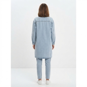 Conjunto de camisa y jeans de mezclilla azul claro para mujer, conjunto informal de dos piezas, atuendo de mezclilla a juego, ropa de moda urbana - Product Image 2