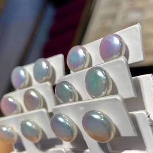 Early Summer Hot Fashion 13-14mm Freshwater <b>Pearl</b> Earrings Button Flat All Body Pure Silver <b>Jewelry</b> - Product Image 1