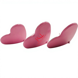 Miroir d'inspection pour extensions de cils, forme cœur, rose, revêtement poudré, poignée diamantée - Product Image 1