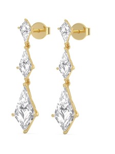 Impresionantes Pendientes de Oro Rosa de 9K con Tres Diamantes Cultivados en Laboratorio con Corte en Forma de Cometa, 7.19 CTW - Product Image 6