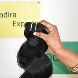 Extensions de cheveux humains indiens du temple Bodywave vierge brut faisceaux de couleur noire sans Tengle naturels cheveux humains alignés sur les cuticules - Product Image 5