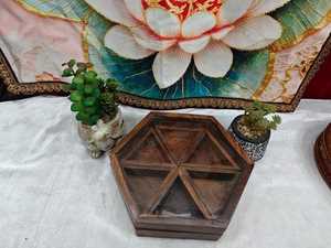 Duty free Sheesham Wood Hexagon Dry Fruit & Spice <b>Box</b> | Handmade Masala <b>Box</b> from Vrindavan | Premium Natural Wooden Storage - Product Image 2