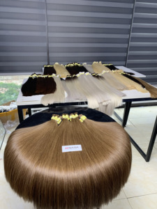 ผมต่อของมนุษย์แท้เป็นกลุ่มสีน้ำตาลผมต่อแบบชาวเวียดนาม100% - Product Image 3