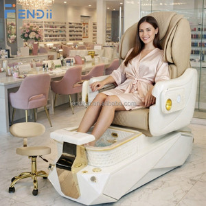 Chaise de pédicure professionnelle pour salon de beauté avec système de massage et élégante cuvette en verre pour les pieds - Product Image 2