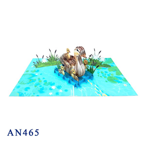 Tarjeta Pop-up Familiar de Patos Estilo Animal Hecha a Mano en Vietnam, Diseño Personalizado, Impresión Offset, Papel Artesanal - Product Image 2