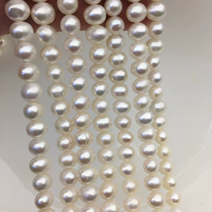 Perlas de Agua Dulce Blancas AA de 7-8.5mm, Forma de Patata, Superficie Lisa, Brillo Natural, Perlas Sueltas para Fabricación de Joyería, Venta al Por Mayor - Product Image 1