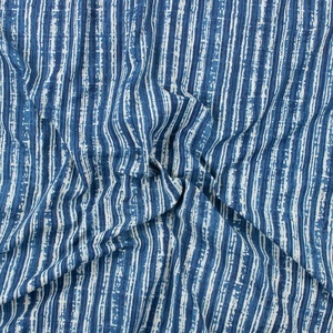 Nouvelle Collection fait à la main coton Indigo bloc imprimé tissu rayé pour vêtements et tissu de literie - Product Image 3