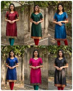 Trending Fendy Satin <b>Kurti</b> with Jecquard Lace border for Office and Daily Use for Women Casual Wear Satin <b>Kurti</b> for Daily Wear - Product Image 4