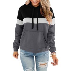 Sudadera con capucha de algodón orgánico de primera calidad para unisex, ecológica, con rayas en contraste para mujer - Product Image 1