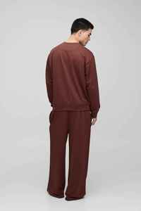 Sweat-shirt en tricot à col rond pour homme, couleur bordeaux, coupe ample, style décontracté, pour l'automne, longueur normale, couleur unie, pull-over - Product Image 6