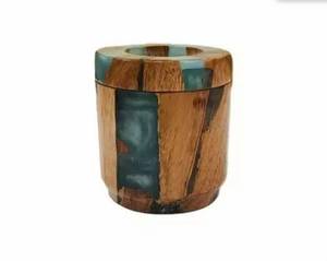 FAIZA CRAFT FC-8516 Brûleur d'encens artisanal en bois d'acacia premium et résine bleue, écologique, pour aromathérapie, porte-bakhoor - Product Image 6