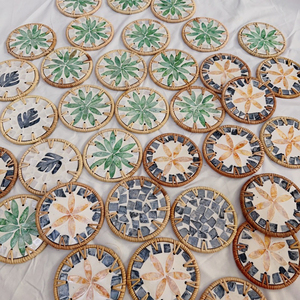 <b>Woven</b> Wicker Rattan Heatproof Drink <b>Coaster</b> TUYET DUNG Flower Classic Style for Holiday Decoration & Gift Made in Vietnam - Product Image 5