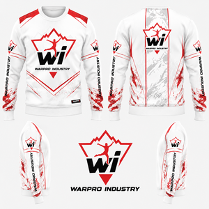 Warpro Industry Men's White Red Crew Neck Pullover Sweatshirt Regular Fit Knitted Sublimation Print Casual Autumn Wear - Product Image 3