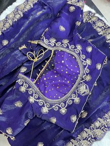 Royal Fendy <b>Satin</b> Embroidery <b>Saree</b> Elegant <b>Satin</b> Sequence Work <b>Saree</b> Rich Look Fendy <b>Satin</b> Designer <b>Saree</b> Luxury <b>Satin</b> Jaal Work - Product Image 5