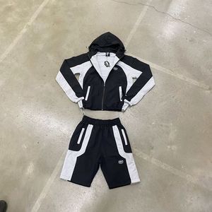 Ensemble survêtement coupe-vent tissé d'hiver avec logo personnalisé, fermeture éclair, short en polyester oversize pour homme - Product Image 3