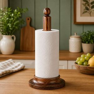 <b>Wood</b> Tissue Roll Holder Modern Wooden Paper <b>Towel</b> Holder Stand Free Standing Kitchen Storage <b>Rack</b> - Product Image 1