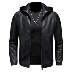 Blouson d'hiver pour homme en cuir PU, col montant, logo frontal, respirant, streetwear décontracté, fermeture éclair, doublure en coton de haute qualité - Product Image 1
