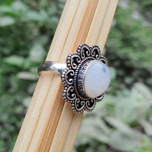 Moonstone <b>Ring</b> Oval Silver Handmade Traditional Indian Jewelry Fashion Jewellery Natural Gemstone Elegant Gift For Women - Product Image 4