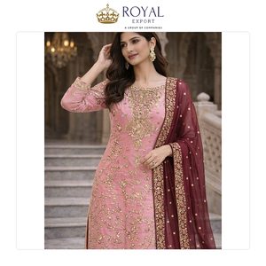 Meilleure collection de vêtements de style indien pour les occasions festives, collection de créateurs de vêtements en soie Frendy avec broderie de sequins, ensemble Sharara - Product Image 6
