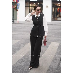 Chemisier sans manches HAGOO pour femme, style vintage, col asymétrique, respirant, coupe droite, en sergé coréen structuré, idéal pour le bureau A979 - Product Image 6