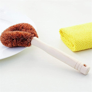 Coconut coir fiber <b>brush</b> with wooden handle high quality cleaning <b>brushes</b> for <b>scrubbing</b> pots & pans - Product Image 5