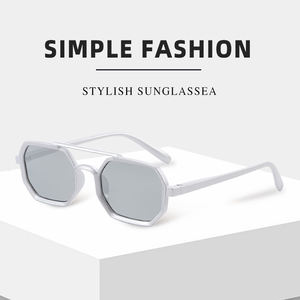 Lunettes de soleil polygonales résistantes aux UV pour hommes et femmes, lunettes de soleil rétro à double barre, mode rétro - Product Image 2