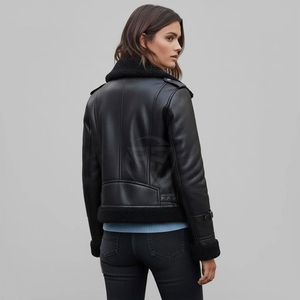 Veste en cuir d'inspiration luxueuse pour l'hiver, en peau de mouton, avec un design respirant en tricot, écologique et offrant une sensation de chaleur - Product Image 6
