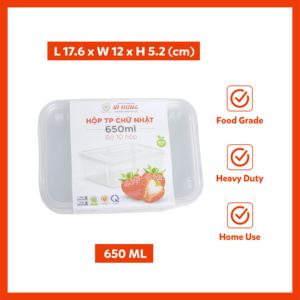 Commercial 650ml <b>Takeaway</b> Plastic Box Clear Rectangular Food Delivery <b>Container</b> with Lid for Restaurant Canteen Food Stall - Product Image 2
