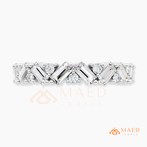 925 Sterling <b>Silver</b> Baguette Moissanite <b>Ring</b> Lab Grown Diamond <b>Eternity</b> Wedding Band Fine Jewelry for Women - Product Image 5