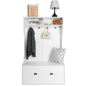 Armadio Indipendente Bianco con Scaffali Multipli e Ganci Appendiabiti per Camera da Letto e Veranda - Product Image 4