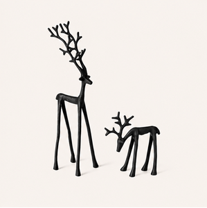 Nordic Style Black Metal Reindeer Figurine Set Sophisticated Sculpted Deer Ornament For Home Office Luxury <b>Christmas</b> Reindeer - Product Image 1