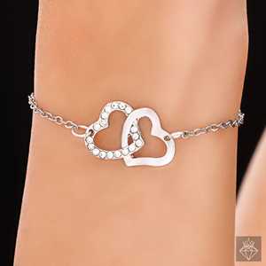 PRAO Duo Bracelet Coeur Cristal Anti-ternissement Bracelets d'Amour - Product Image 3
