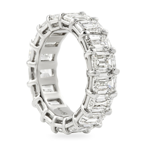 แหวนเพชรทรงเอเมอรัลด์คัท 9 กะรัต ดีไซน์ Eternity Band สำหรับผู้หญิง แหวนหมั้นคลาสสิก เพชรเลี้ยงในห้องปฏิบัติการ ให้ลุคหรูหรา เหมาะสำหรับงานแต่งงานและหมั้น - Product Image 2