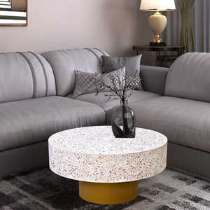 Transformez votre maison avec une table basse en incrustation d'os unique Décoration intemporelle Inspiration - Product Image 1