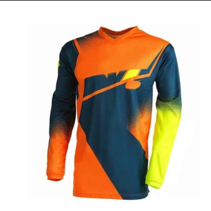Traje de Motociclismo para Hombre, Conjunto de Jersey y Pantalones de Manga Larga, Gris, Naranja y Negro, Impresión por Transferencia de Calor, Transpirable, de Secado Rápido, Anti-UV - Product Image 2