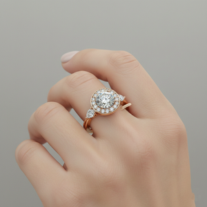 แหวนหมั้นทรงลูกแพร์ประดับเพชรรอบด้าน ชุบทองคำสีกุหลาบ ดีไซน์มินิมอลที่ได้รับการรับรอง - Product Image 6