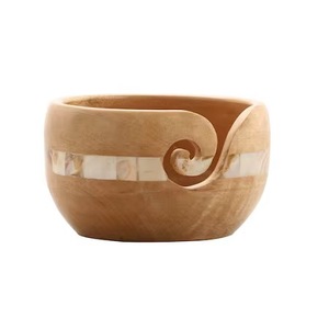 Cuenco redondo de madera con incrustaciones de nácar para hilo, soporte para tejer a mano y ganchillo, cuenco de madera duradero para hilo, accesorios sencillos para tejer. - Product Image 2