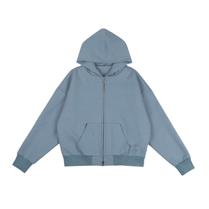 Oversized Hooded <b>Zip</b>-<b>Up</b> Sweatshirt Men Solid Color Cotton French Terry Casual Autumn Wear Regular Fit Pocket Design - Product Image 1