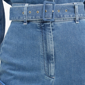Jeans de mezclilla de cintura media elegantes para mujer de talla grande, pantalones cargo transpirables con bordados, lavados, con cierre de cremallera, corte regular, casuales - Product Image 5