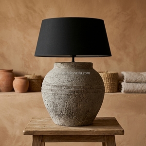 Base de lampe de table rustique en terre cuite Baselamp 09, en céramique artisanale, pour lampe de bureau, vente en gros - Product Image 4
